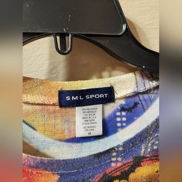 SML Sport 3/4 Sleeve Halloween Fall Bedazzled Graphic Blouse - Picture 5 of 6